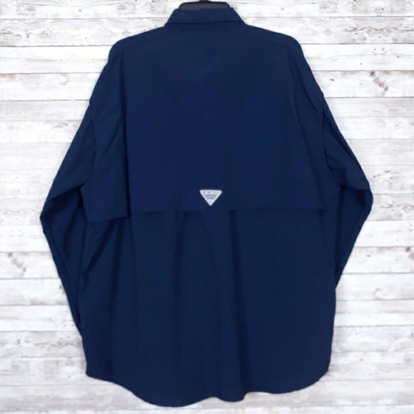 Columbia PFG Omni-Shade Bahama Mens Shirt L Button Down Long Sleeve Blue 128A - Picture 3 of 5